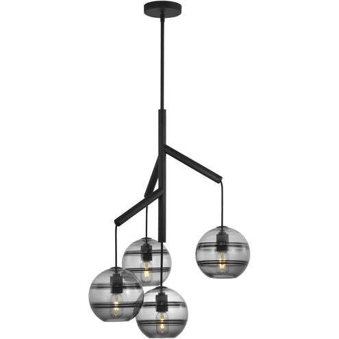 Visual Comfort Architectural 700SDNMPR1KB-LED927 Modern 25" Sedona Single 4-lt LED Chandelier Ceiling Light - 120V - CCT : 2700K - Glass Color: Smoke - Finish: Nightshade Black