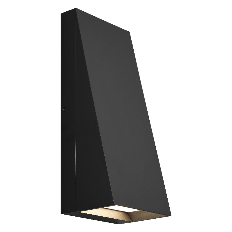 Visual Comfort Architectural 700OWPIT12B-LED930 Modern 12" Pitch 12 1-lt Tall LED Outdoor Wall Sconce Light - 120V - CCT: 3000K - Finish: Black