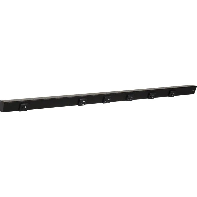 Task Lighting APTUL36-6BBK 36" Slim Angled Power Strip - Right Wire Entry - 5 Black Receptacle - Left Side USB-A/C - 120V - Finish: Black