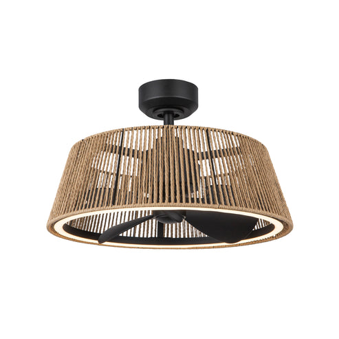Kuzco Lighting CF41424-MB/BR-5CCT Isla 23.13 inch Matte Black and Braided Rope Ceiling Fan