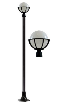 Dabmar Lighting GM2601-B Cast Aluminum 10" Globe Post Light Fixture + Base E26 No Lamp, Voltage 120V, Black Finish