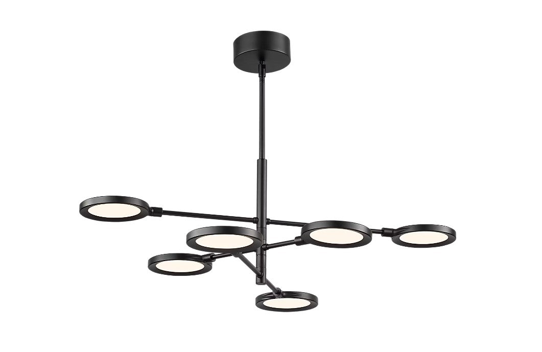 Visual Comfort Architectural 700SPCTB-LED930-277 Modern 32" Spectica 6-lt LED Chandelier Ceiling Light - 277V - CCT: 3000K - Finish: Matte Black