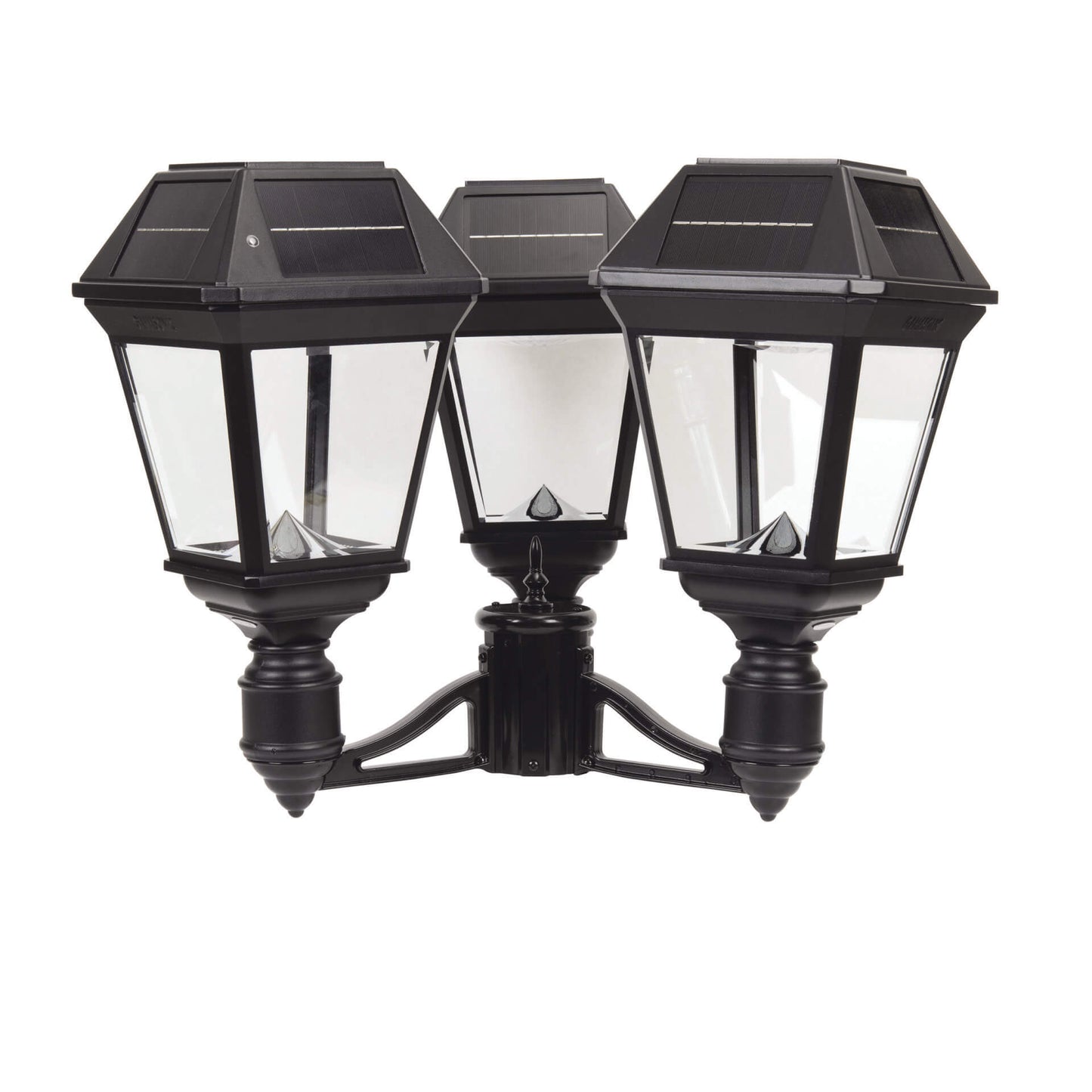 Gama Sonic 97KF30 Imperial III Commercial Solar Triple Post Light with Dual Color Temperature and 3″ Fitter, Black Finish