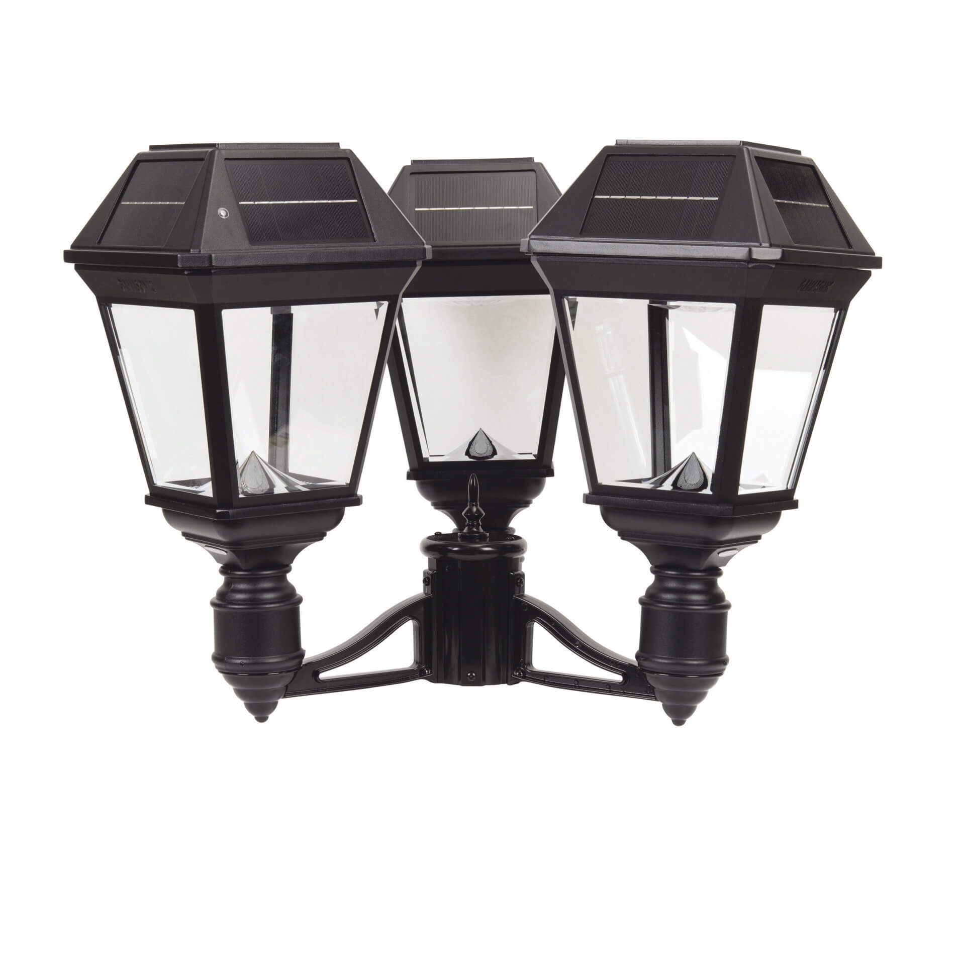 Gama Sonic 97KF30 Imperial III Commercial Solar Triple Post Light with Dual Color Temperature and 3″ Fitter, Black Finish