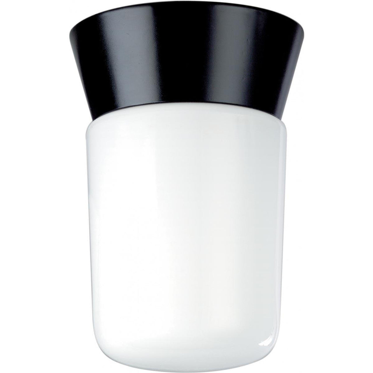 Nuvo SF77-154 1 Light 8" Utility Ceiling light Fixture, With White Glass Cylinder, Black Finish