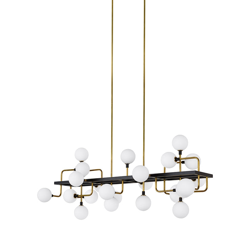 Visual Comfort Architectural 700LSVGOOR-LED930 Modern 56" Viaggio 25-lt LED Linear Suspension Ceiling Light - 120V - Finish: Brass/Opal