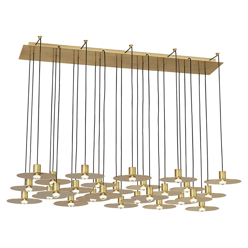 Visual Comfort Architectural 700TRSPEVS27TNB-LED930277 Modern 50" Eaves 27-lt LED Chandelier Light - 277V - CCT: 3000K - Finish: Natural Brass