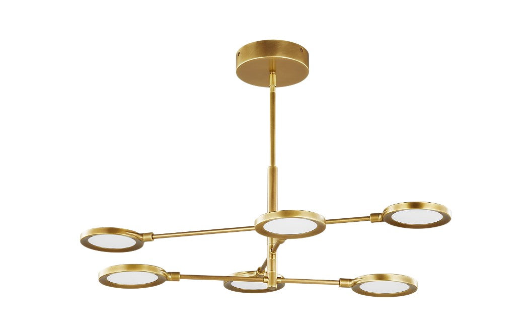 Visual Comfort Architectural 700SPCTBR-LED930-277 Modern 32" Spectica 6-lt LED Chandelier Ceiling Light - 277V - CCT: 3000K - Finish: Plated Brass