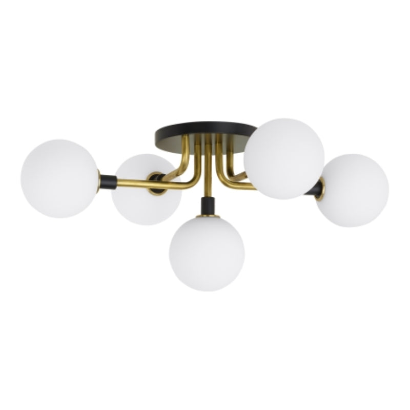 Visual Comfort Architectural 700FMVGOOR-LED930 Modern 22" Viaggio 5-lt LED Ceiling Light - 120V - Finish: Brass/Opal