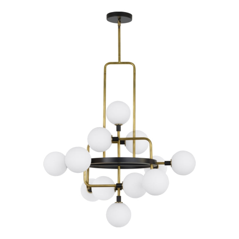 Visual Comfort Architectural 700VGOOR-LED930 Modern 30" Viaggio 12-lt LED Chandelier Ceiling Light - 120V - Finish: Brass/Opal
