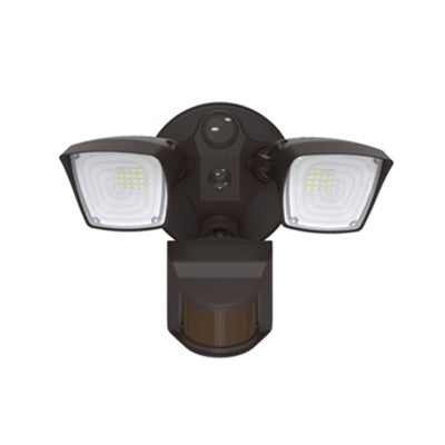 20W LED Security Light with Square Heads and Motion Sensor 5000K Bronze Finish