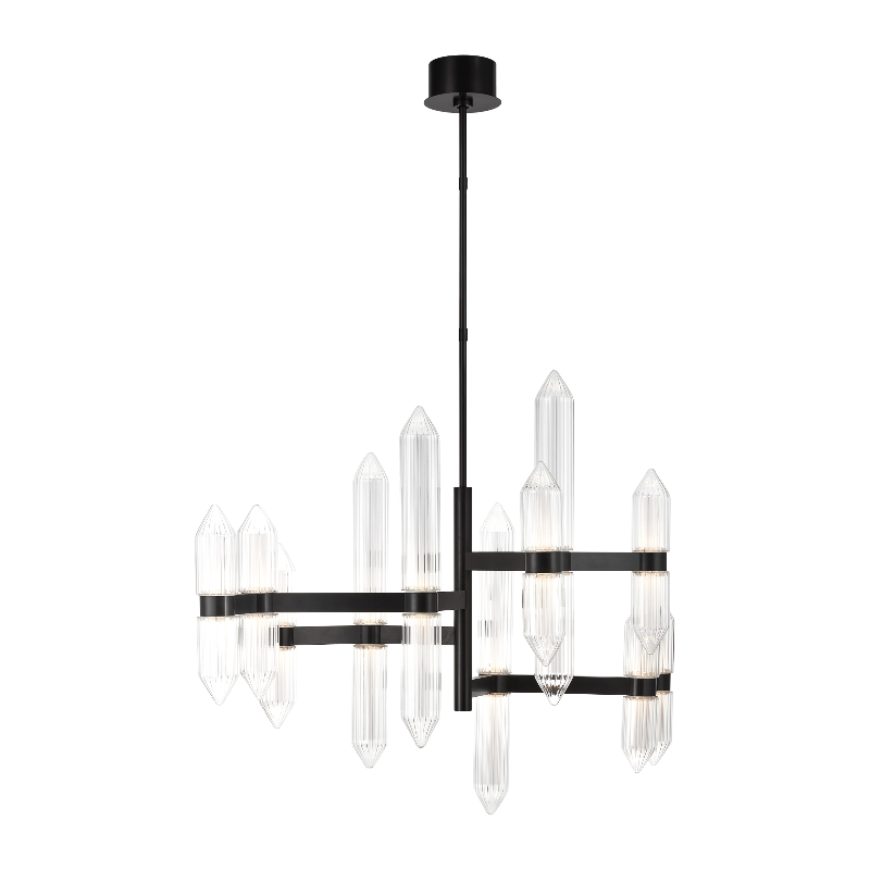 Visual Comfort Architectural 700LGSN46PZ-LED927 Langston 12-lt 47" LED Chandelier light - 86.4W - 120-277V - Finish: Plated Dark Bronze