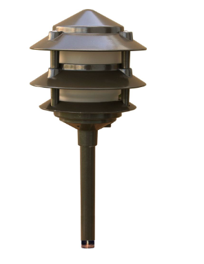 Dabmar Lighting LV102-L3-30K-10T-BZ Cast Aluminum Pagoda 3-Tier 1/2" Base 10" Top 12V 2-Pin LED, Color Temperature 3000K, Bronze Finish