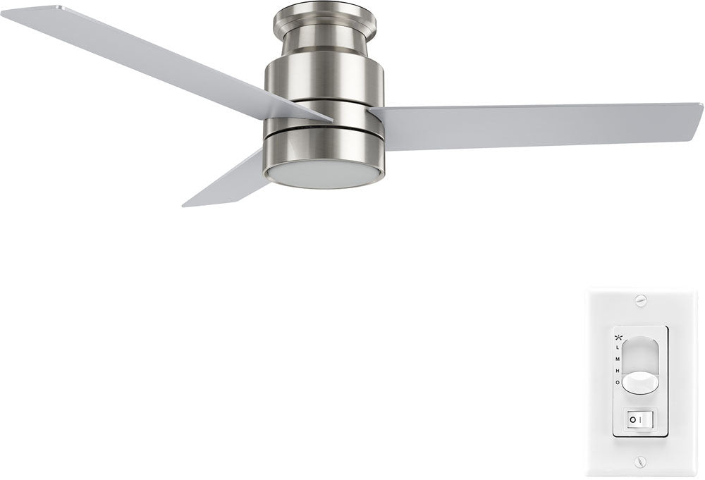Carro USA VWGA-523B-L12-SC-1 52" Lamont 3-Blade Flash Mount Ceiling Fan with LED Light & Pull Chain - Fixture Finish: Brushed Nickel - Blade Finish: Silver