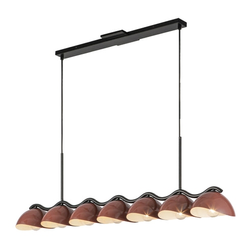 Kuzco Lighting LP57642-BK/BGD Atlas 7 Light 42.38 inch Black and Burgundy Linear Pendant Ceiling Light