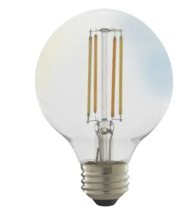 SATCO S11251 Smart LED G25 Bulb, E26, Wattage 4.5W, Lumens 450 lm, Voltage 120V, Clear, Tunable White