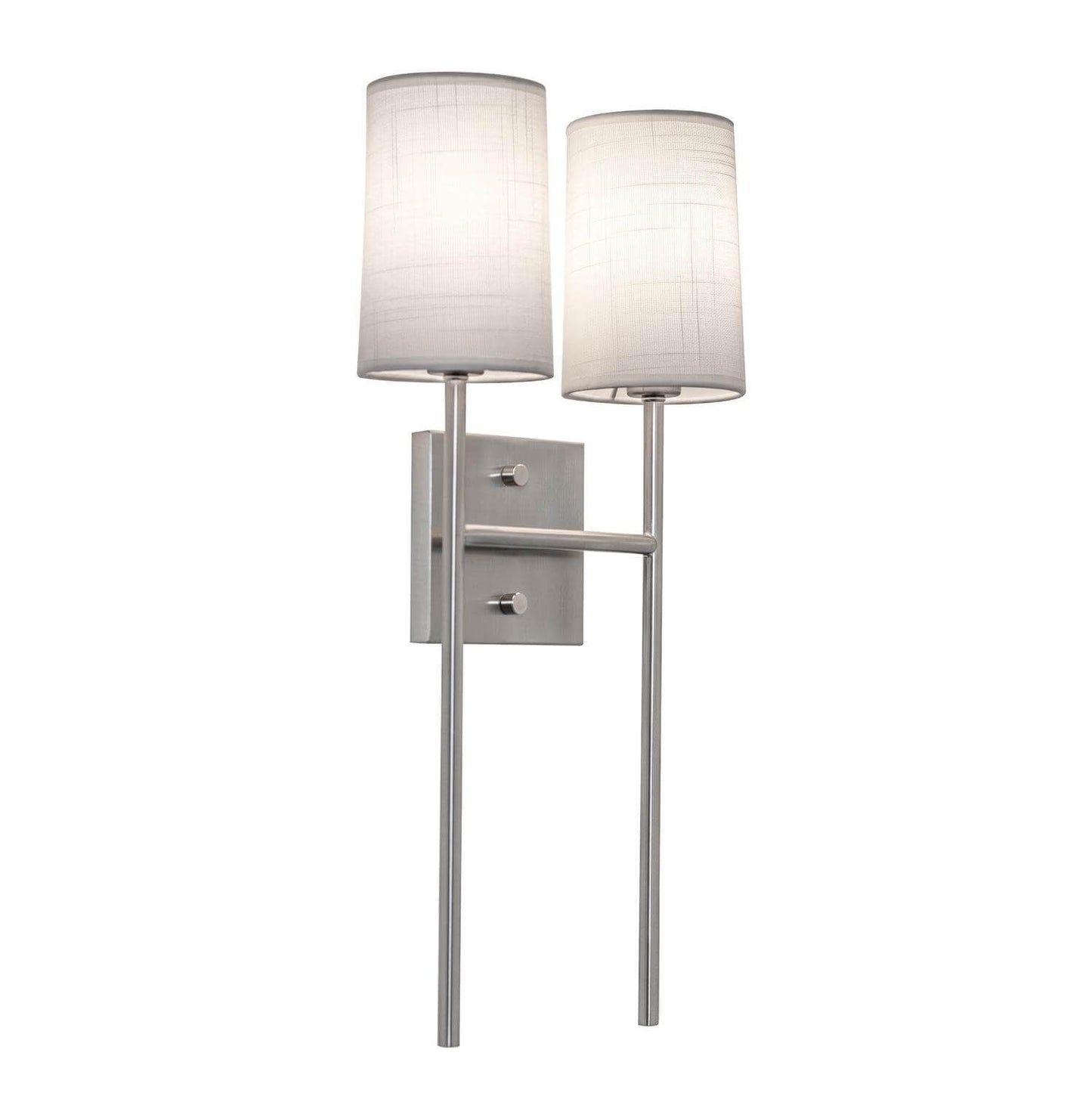 AFX Lighting ROSS1020CBSN Rose 2 Light 20 Inch Tall Wall Sconce In Satin Nickel With White Linen Shade