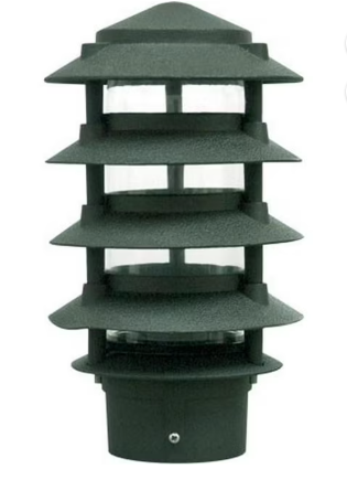 Dabmar Lighting D5500-L12-40K-3B-G Powder Coated 5-Tier Cast Aluminum Pagoda Light, 3 in. Base, 6 in. Top, Voltage 120V, Color Temperature 40K, Wattage 12W, Green