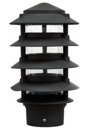 Dabmar Lighting D5500-L12-40K-3B-B Powder Coated 5-Tier Cast Aluminum Pagoda Light, 3 in. Base, 6 in. Top, Voltage 120V, Color Temperature 40K, Wattage 12W, Black
