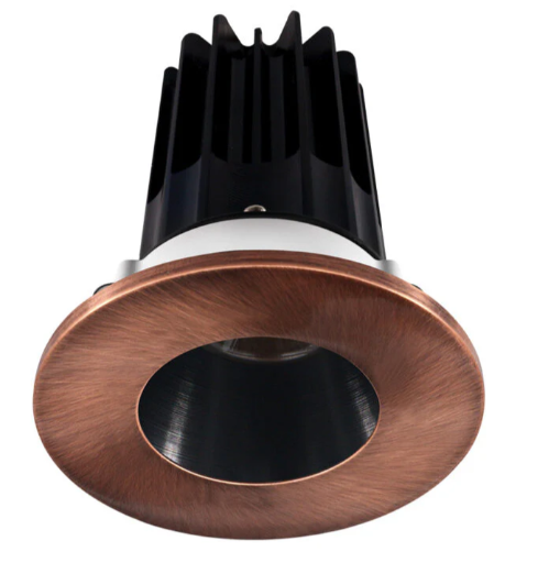 Lotus LED Lights LED-2-S8W2-3018K-2RRBK-2RTCP-60D 2 inch Recessed Downlight LED, Wattage 8W, Dim to Warm 3000-1800K, Lumens 600 lm, 60° Beam Angle, Black Reflector, Round Copper Trim