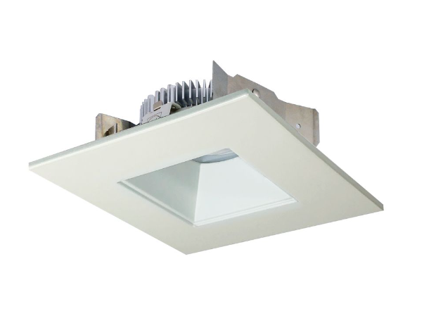Nora Lighting NLCBS-4568535WW 4" Cobalt Shallow High Lumen Led Trim, Square/square Regress, Lumens 850lm, Color Temperature 3500k, White Finish