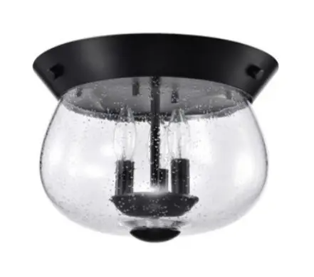 Nuvo 60-7806 Boliver Flush Mount Fixture w/o Bulbs, 3-Light, Voltage 120V, Matte Black
