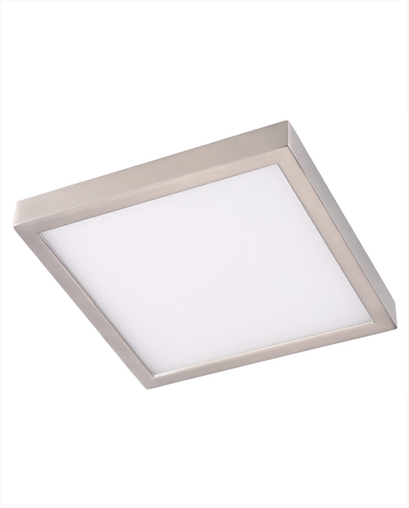 Cyber Tech Lighting C2211SQ-DISK/NS 8″ Square Flush Mount Ceiling Fixture – 22W, 3000K Color Temp., 1540 Lumens - Nickel Satin