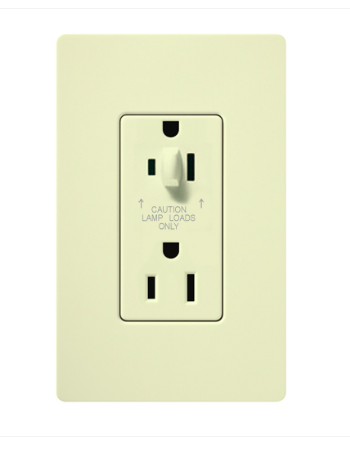 Lutron CAR-15-HDTR-AL Claro 15A Tamper Resistant Receptacle - Half Dimming - Almond Finish