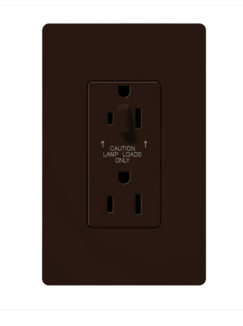 Lutron CAR-15-HDTR-BR Claro 15A Tamper Resistant Receptacle - Half Dimming - Brown Finish