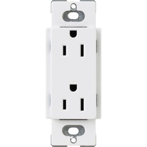 Lutron CAR-15-WH Claro 15A Duplex Receptacle, White Finish