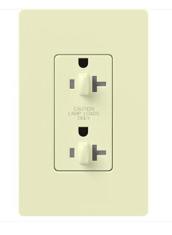 Lutron CAR-20-DDTR-AL Claro 20A Tamper Resistant Receptacle - Dual Dimming - Almond Finish