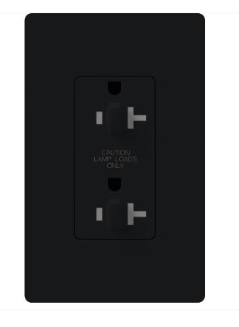 Lutron CAR-20-DDTR-BL Claro 20A Tamper Resistant Receptacle - Dual Dimming - Black Finish