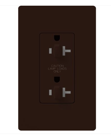 Lutron CAR-20-DDTR-BR Claro 20A Tamper Resistant Receptacle - Dual Dimming - Brown Finish