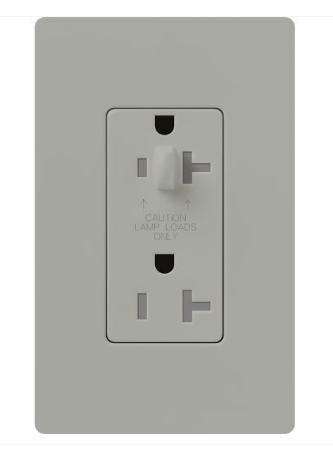 Lutron CAR-20-HDTR-GR Claro 20A Tamper Resistant Receptacle - Half Dimming - Grey Finish
