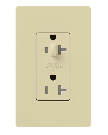 Lutron CAR-20-HDTR-IV Claro 20A Tamper Resistant Receptacle - Half Dimming - Lvory Finish