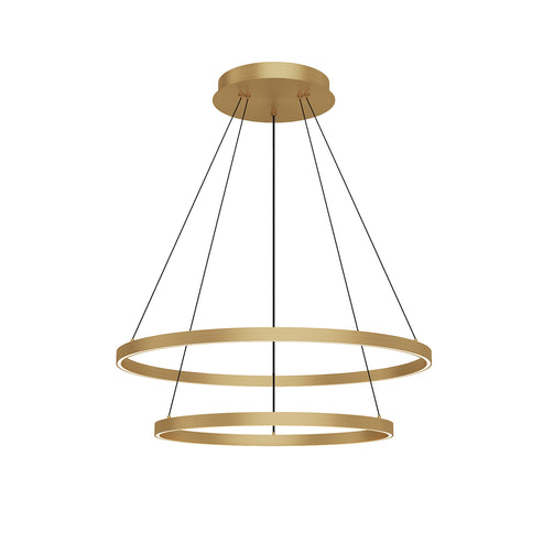 Kuzco Lighting CH87232-BG-UNV-010 Cerchio 32-in 2 Layer Chandelier Ceiling Light - CCT: 3000K - Finish: Brushed Gold