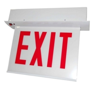 ORBIT CESRE-W-1-EB-S-L Chicago Approved Led Recess Mount Exit Sign White Housing 1F Battery Back-up Stairs Left Arrow