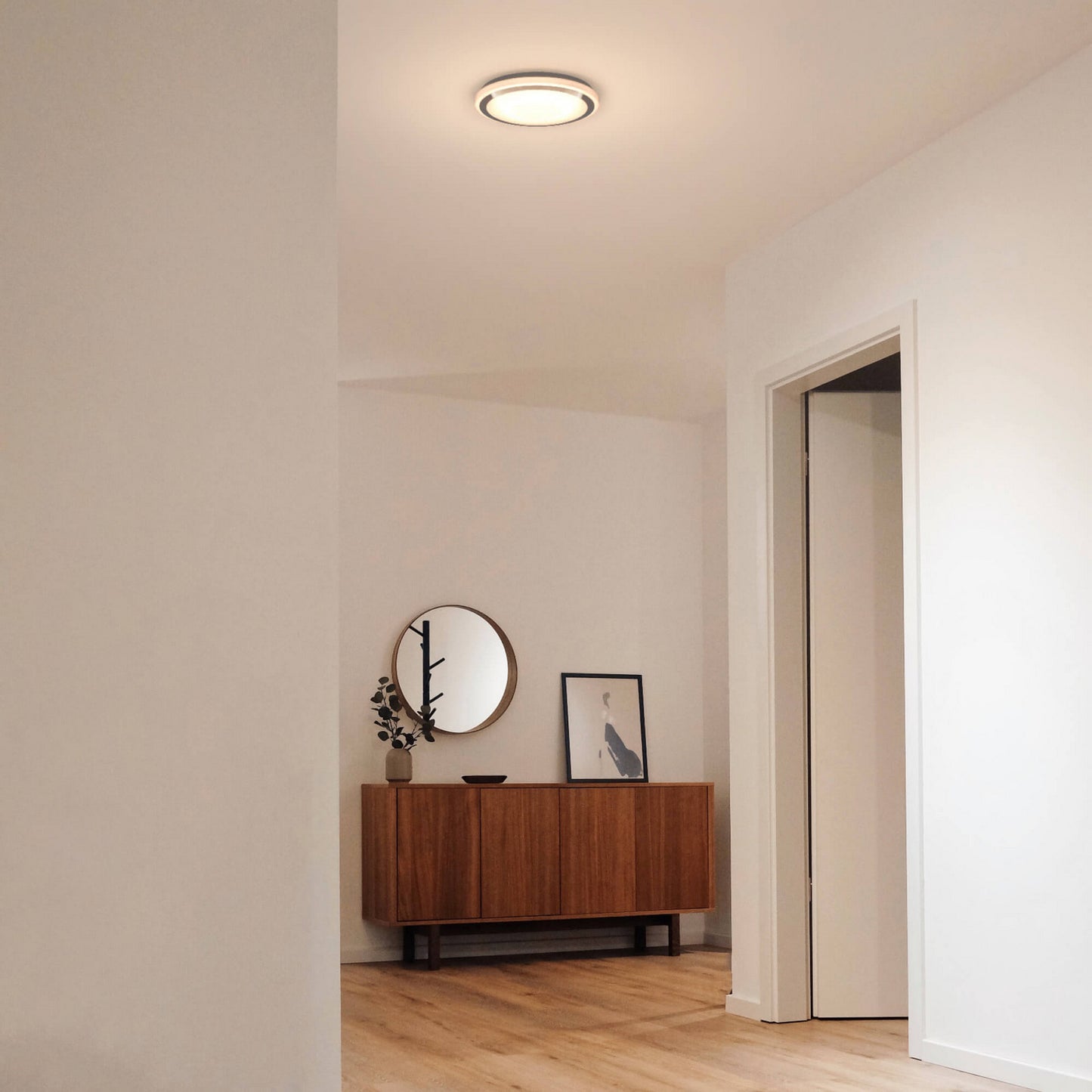 DALS Lighting CFG13-CC 13″ Round LED Flush Mount Ceiling Light, Satin Nickel Trim