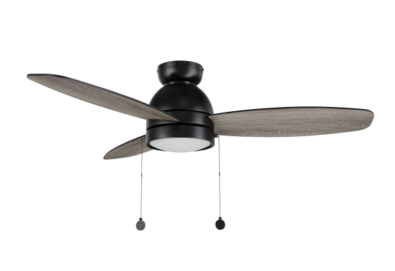 Carro USA CFP483Q5-L11-BG-1-FM 48" Greenwood Ceiling Fan with LED Light & Pull Chain, Black Finish