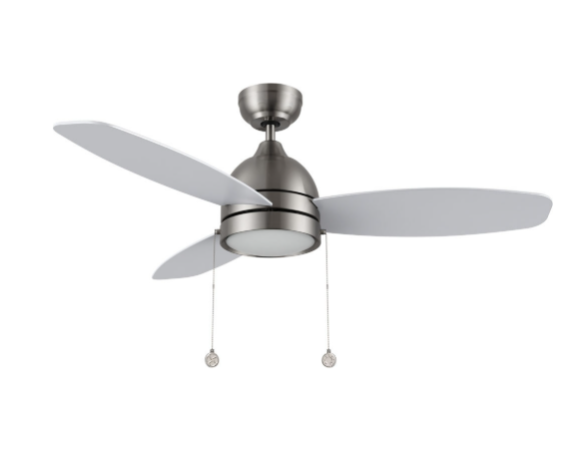Carro USA CFP483Q5-L11-SJ-1 48" Greenwood 3-Blade Ceiling Fan with LED Light & Pull Chain, Silver Finish