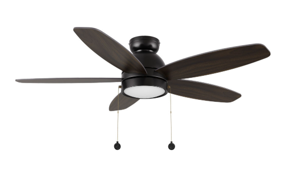 Carro USA CFP485Q5-L11-BG-1-FM Greenwood Contemporary Black LED 48" Ceiling Fan, Black/Walnut & Barnwood Finish