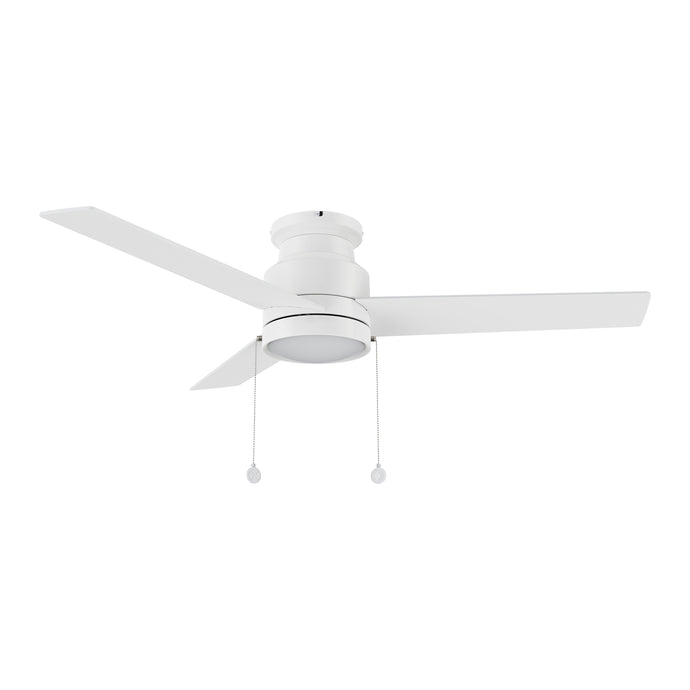 Carro USA CFP523E5-L12-W1-1-FM 52" 3-Blade Flush Mount Ceiling Fan with LED Light & Pull Chain - Fixture Finish: White - Blade Finish: White
