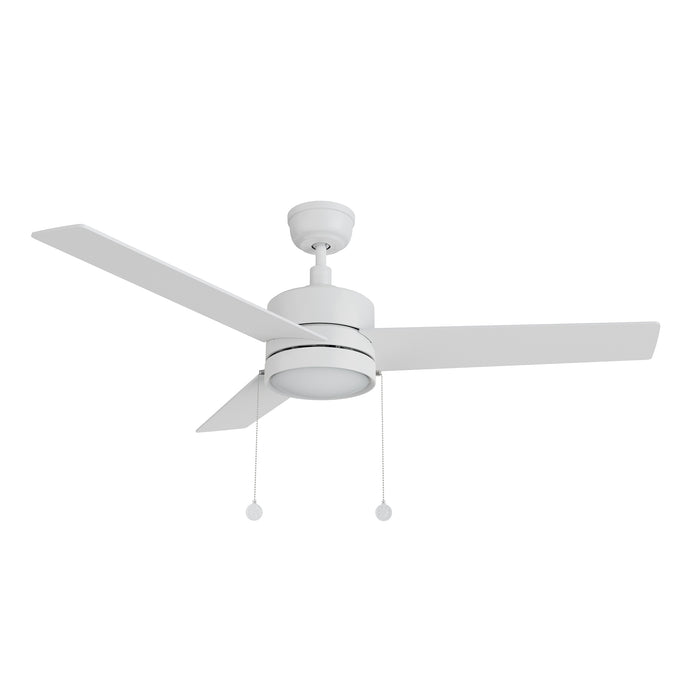 Carro USA CFP523E5-L12-W1-1 52" 3-Blade Ceiling Fan with LED Light & Pull Chain - Fixture Finish: White - Blade Finish: White