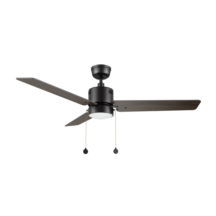 Carro USA CFP523E5-L21-B5-1 52" Apex 3-Blade LED Ceiling Fan with Pull Chain - Fixture Finish: Black - Blade Finish: Black