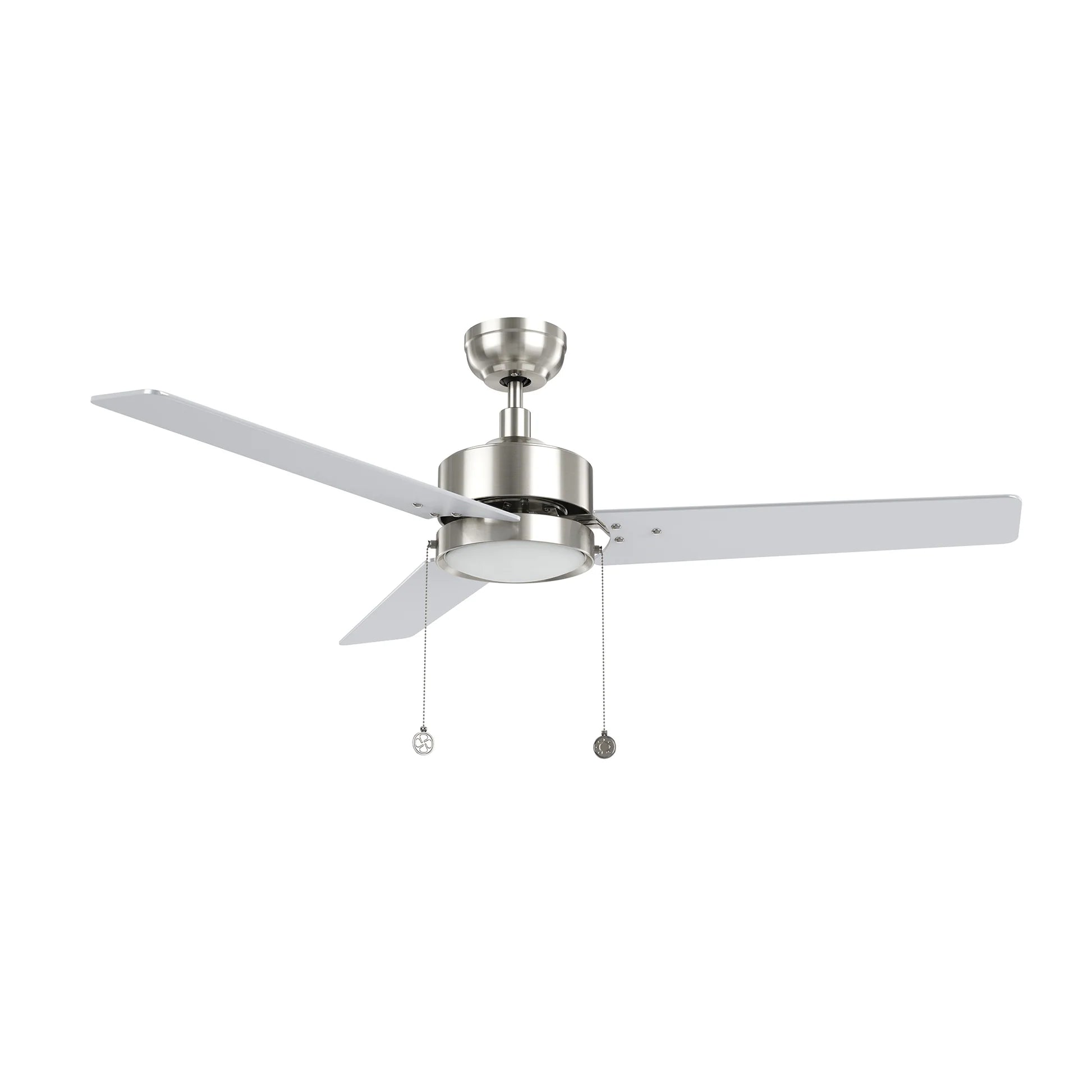 Carro USA CFP523E5-L31-SJ-1 52" VINK Ceiling Fan with Integrated LED Light and Pull Chain Control - Fixture Finish: Brushed Nickel - Blade Finish: Silver