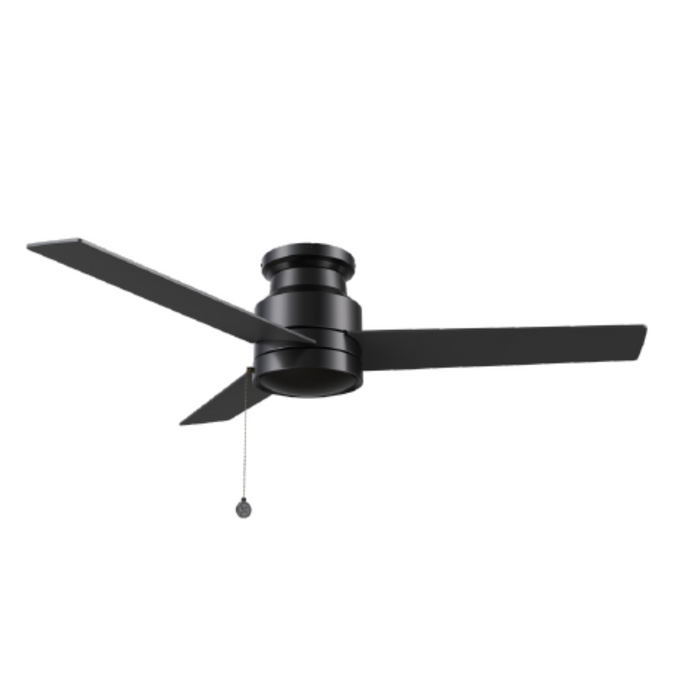 Carro USA CFP523E5-N10-B2-1-FM 52" 3-Blade Flush Mount No Light Ceiling Fan with Pull Chain - Fixture Finish: Black - Blade Finish: Black
