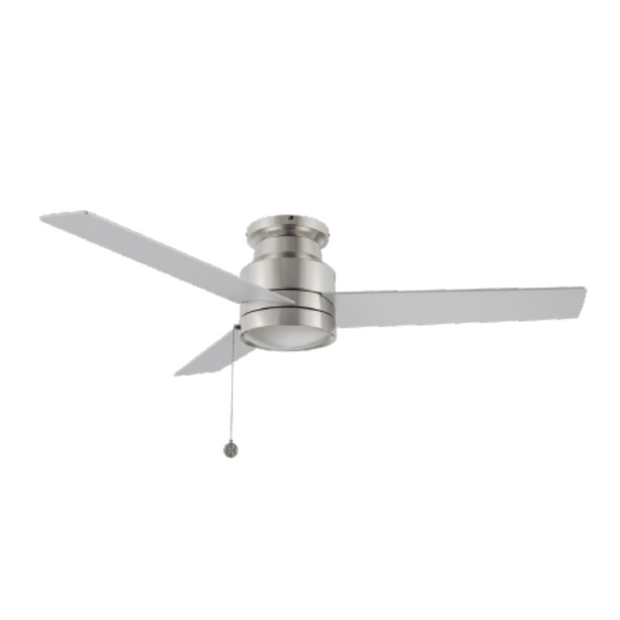 Carro USA CFP523E5-N10-SJ-1-FM 52" 3-Blade Flush Mount No Light Ceiling Fan with Pull Chain - Fixture Finish: Brushed Nickel - Blade Finish: Silver