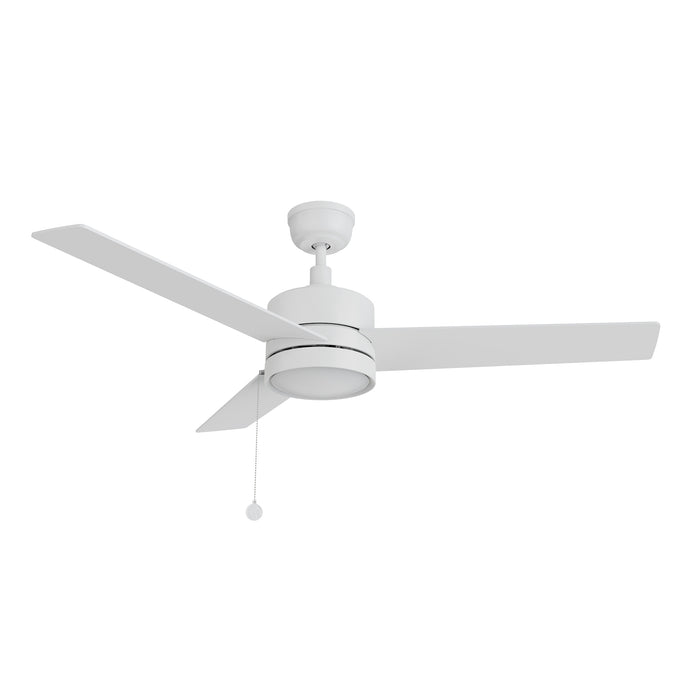 Carro USA CFP523E5-N10-W1-1 52" 3-Blade No Light Ceiling Fan with Pull Chain - Fixture Finish: White - Blade Finish: White