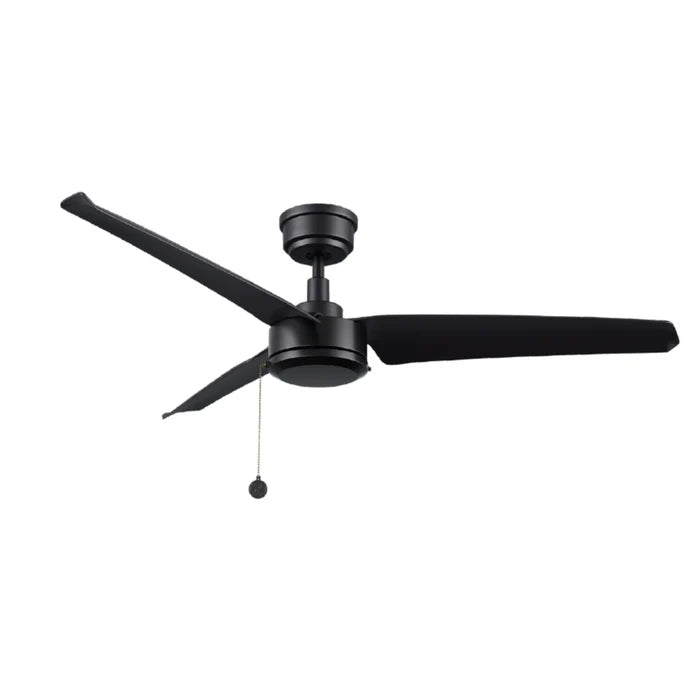 Carro USA CFP523N-N10-B2-1 52" Rexton 3-Blade No Light Ceiling Fan with Pull Chain - Fixture Finish: Black - Blade Finish: Black