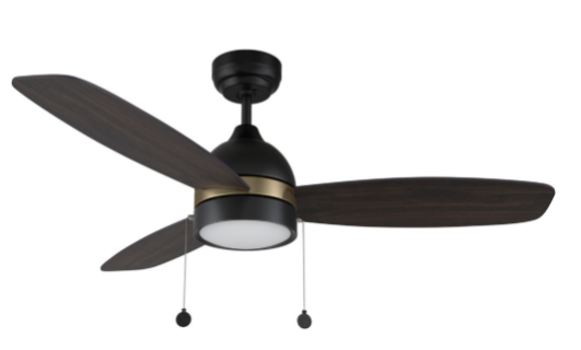 Carro USA CFP523Q5-L12-BG-1A Greenwood Contemporary LED 52" Home Ceiling Fan, Black with Gold/Walnut & Barnwood Finish